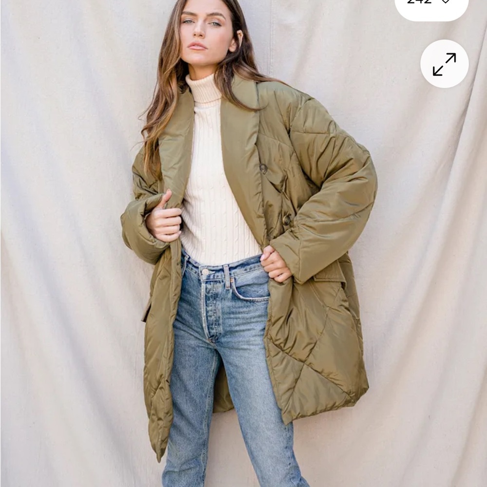 Free People Quilted Olive Jacket